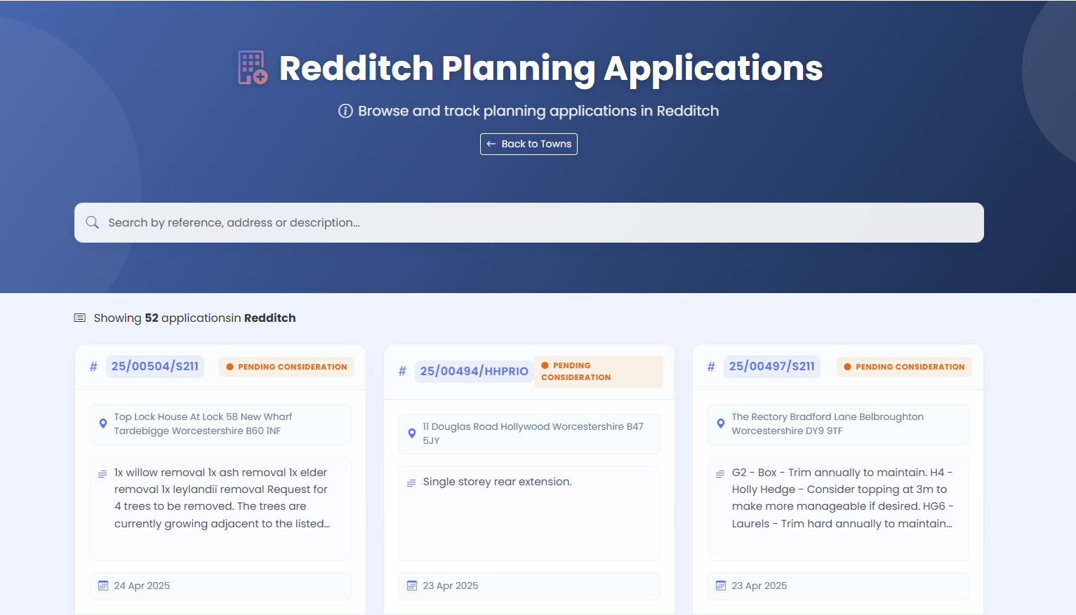 Application search interface